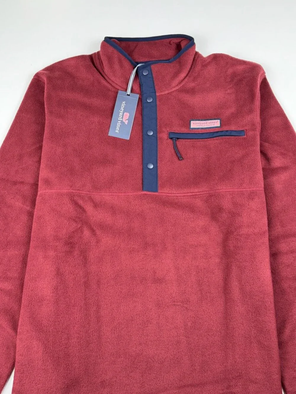 Vineyard Vines Men's XL Harbor Fleece Quarter Snap Pullover Crimson NWT